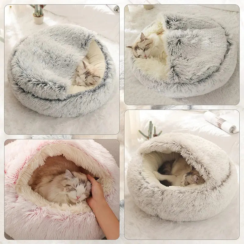 cat bed nest multiple views and colors